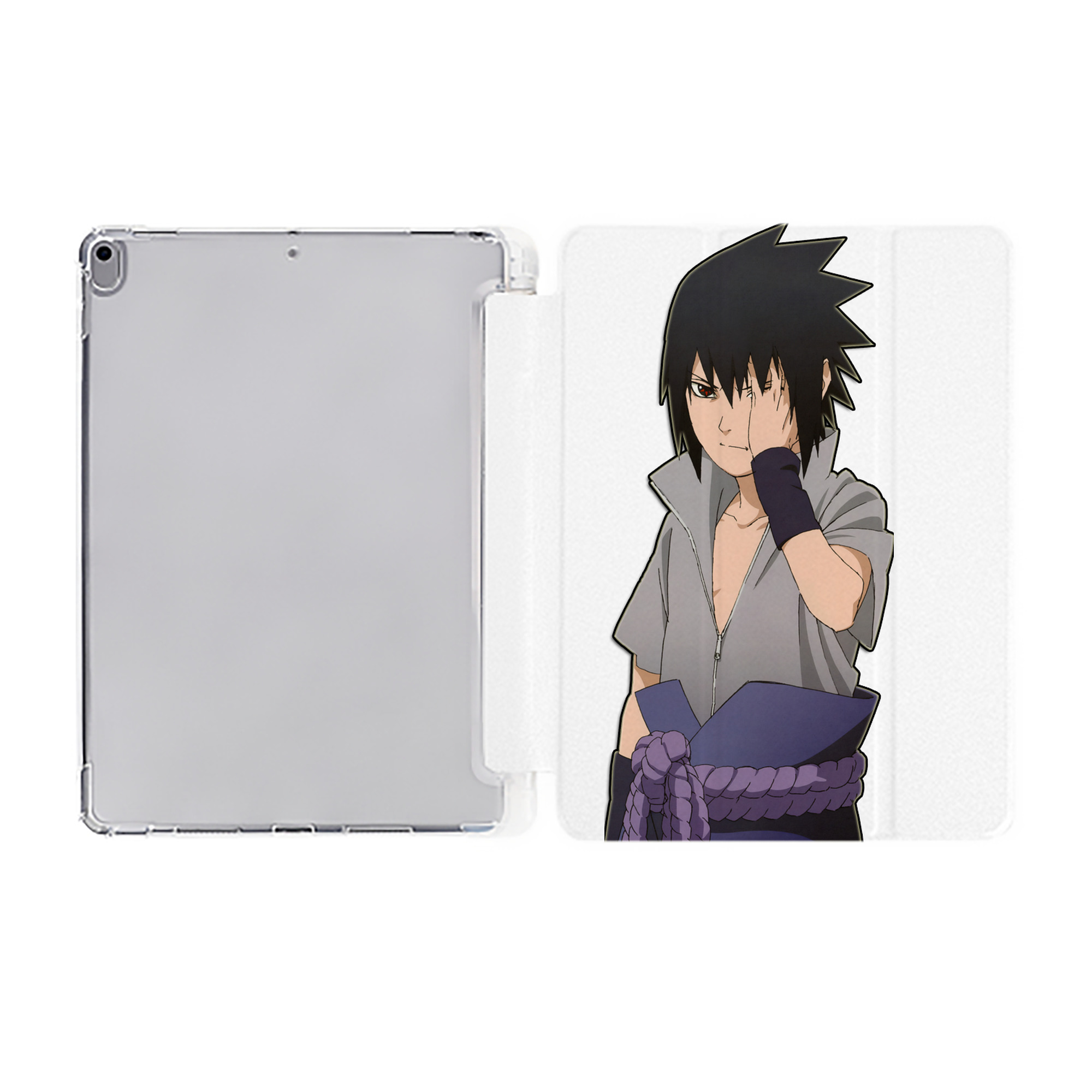 （画像用） NARUTO -ナルト- うちは サスケ Uchiha Sasuke IPad ケース ペン収納付き 三つ折りスタンド PUレザー×シリコン 対応機種9.5/10.5/10.9インチ